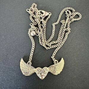 Francesca's Collections CZ Angel Heart W/ Wings Pendant Necklace Gold-tone 17.5"